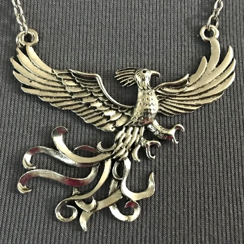 Rising Phoenix Jean Grey Silver Handmade 2-Layer Mythology Necklace Marvel Comic - Picture 5 of 15